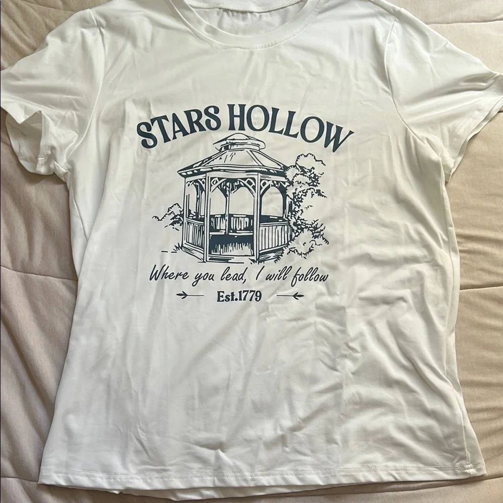 White Stars Hollow Graphic T-Shirt - Picture 1 of 1